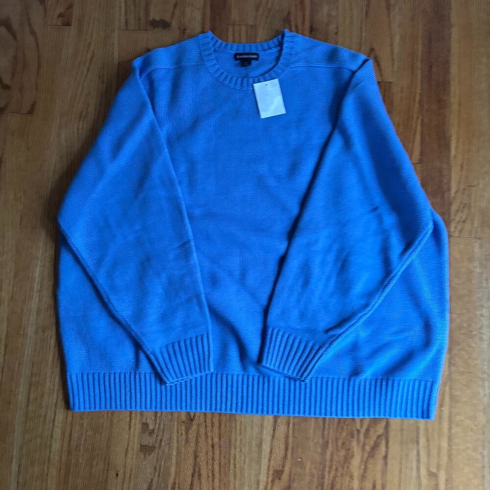 NWOT Lands End 4XL Blue Crew Neck Sweater Cotton
